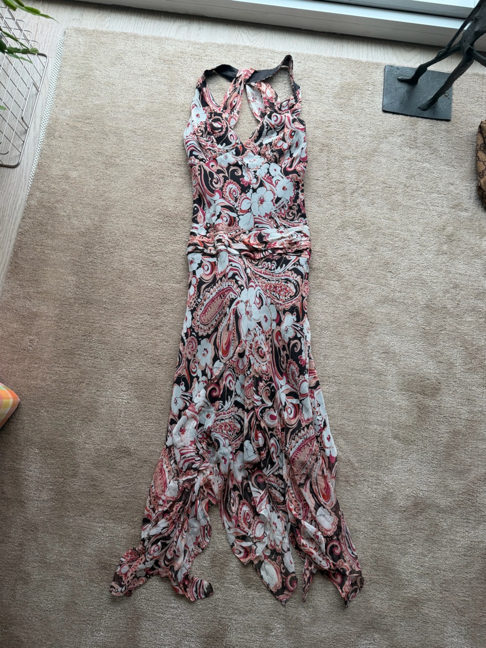 Nicole Paisley Floral Maxi Dress in Pink, Black, White